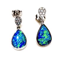 Ohrringe Sommer Dame Opali in Weißgold Opale GOCCE OPALI DIA CT 0.16 G/VS - GOCCE OPALI DIA CT 0.16 G/VS